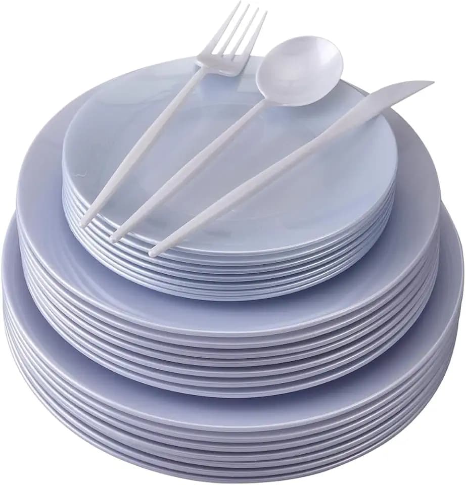 Opulence White Tableware Combo Set - Pack of 156, Elegant Disposable Plates and Flatware, Perfect for Weddings, Parties, & Formal Celebrations