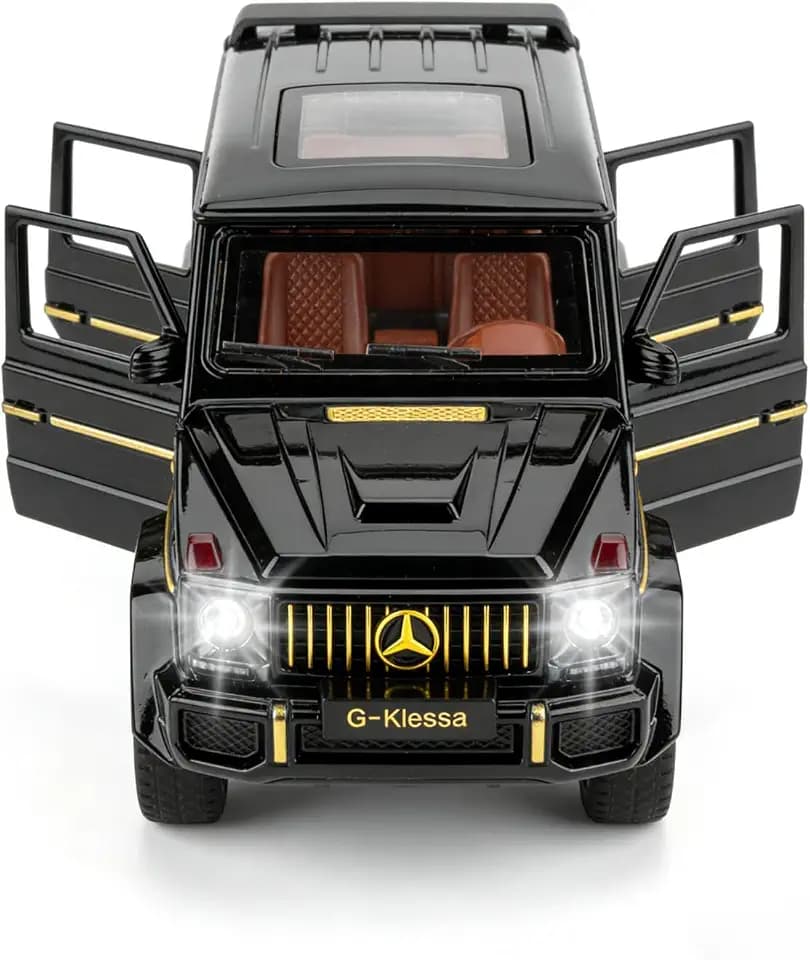 Modellauto im Maßstab 1:32, G63 AMG Diecast-Spielzeugauto, Spielzeugauto aus Zinklegierung mit Rückzugmechanismus, Sound und Licht für Jungen und Mädchen ab 3, 4, 5, 6, 7 und 8 Jahren (Schwarz)