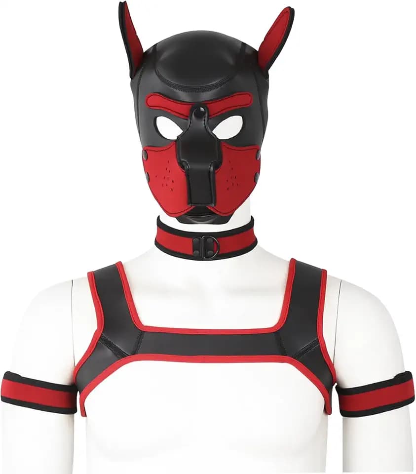 Adults Pup Hood Neoprene Dog Head Mask Set for Cosplay and Rolepla