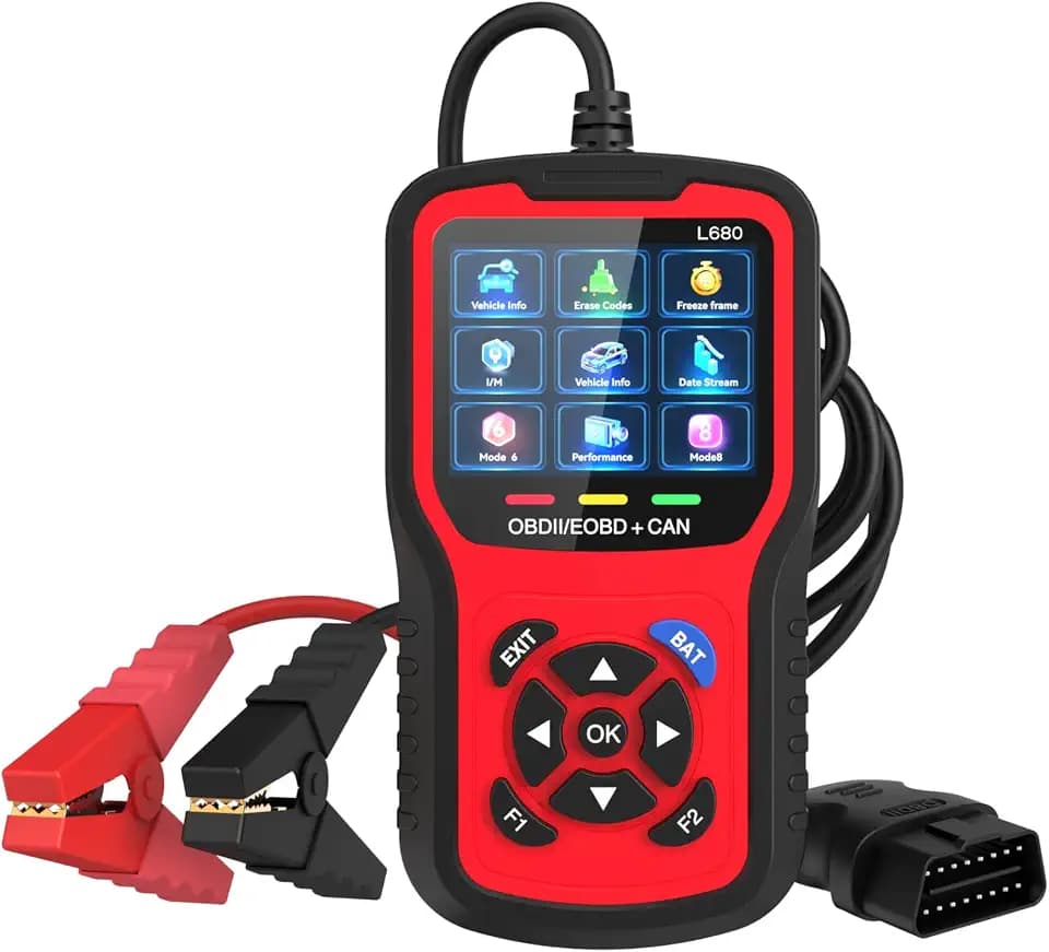 2-in-1 OBD2 Scanner with Battery Tester: 1S Read & Clear Check Engine Codes + Test Battery in 3 Mins - DIY Car Diagnostic Tool with Cold Cranking Amps for Pre-Trip Safety on 1996+ Vehicles