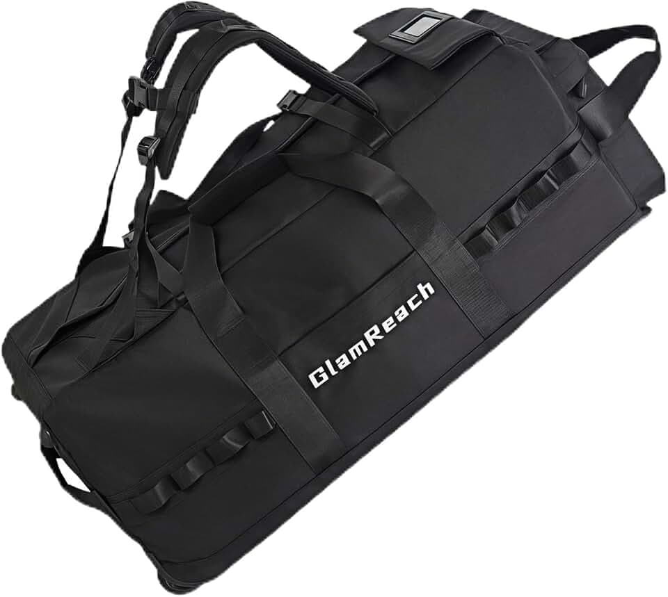 100L Rolling Duffle Bag with Wheels and Handle-Water Repellent Polyester, Duffle Bag for Travel with Hidden Straps, Travel Bag For Men & Women For Camping Sports Travel (Black)