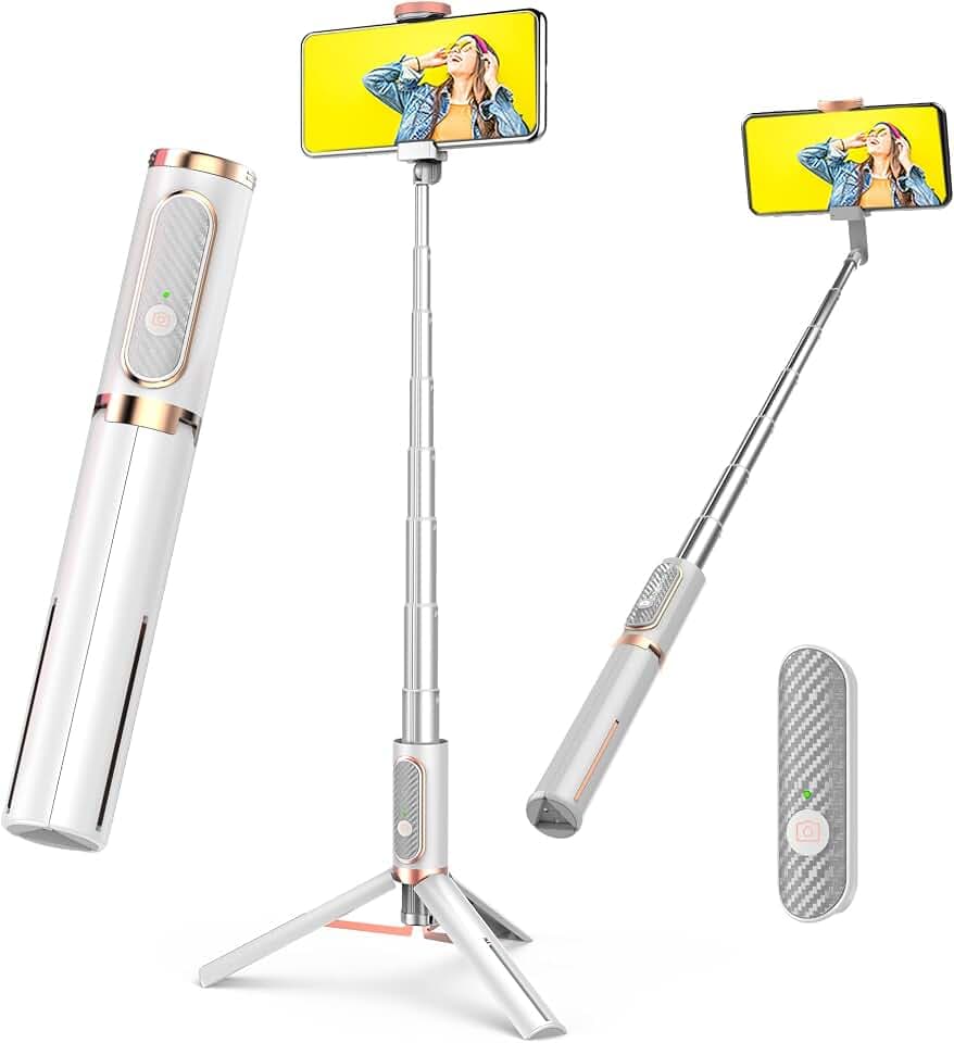 JUYOUYI Tripod for iPhone，Selfie Stick with Remote, Aluminum Alloy Best Foldable Mini Extendable Tripod Stand 270° Rotation Compatible with iPhone/Android Travel Essentials