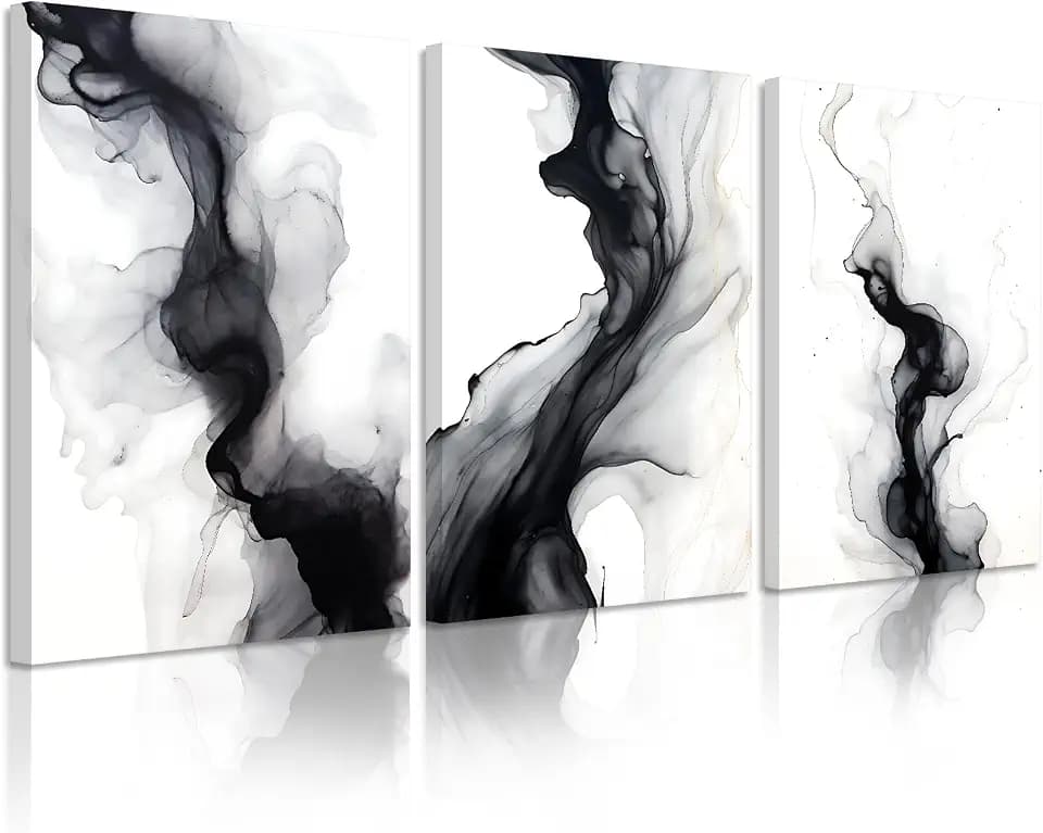 Black White Abstract Wall Art Decor Set of 3 Modern Wall Art Minimalist Canvas Wall Decor Black White Abstract Prints Modern Pictures Minimalist Artwork for Room Bedroom 16x24 Inch Ready to Hang
