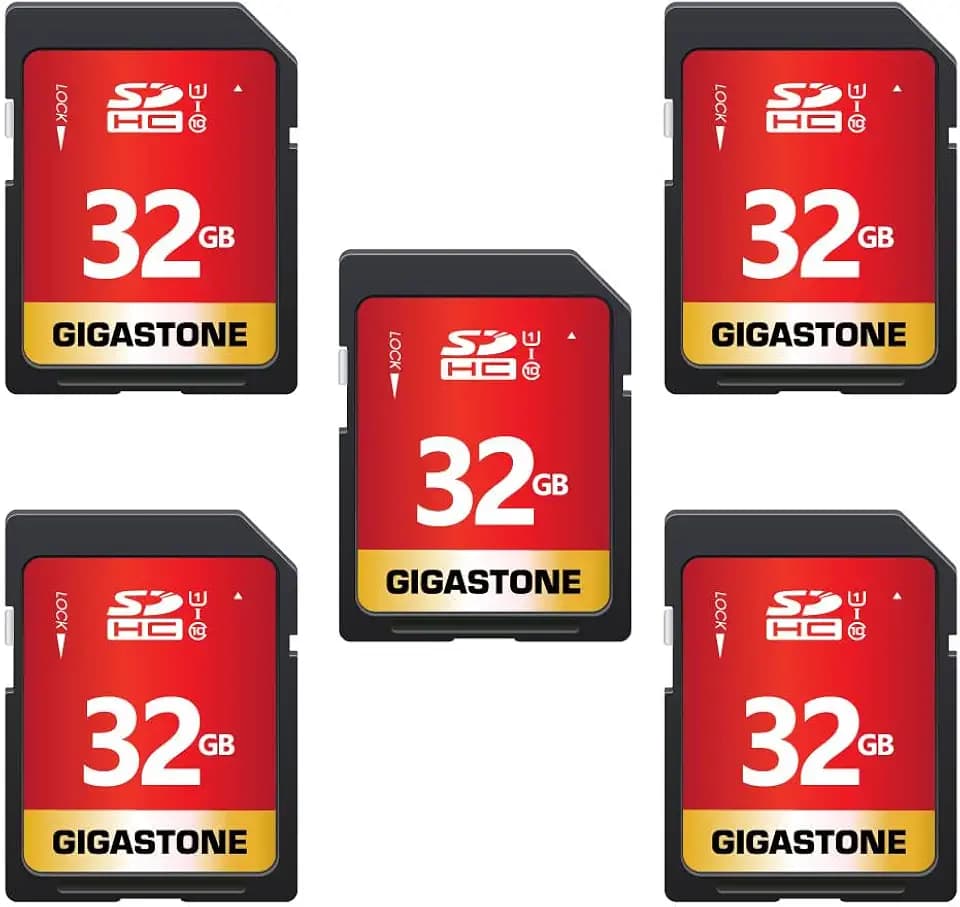 GIGASTONE 32GB SD Card 5-Pack UHS-I U1 Class 10 SDHC Memory Card High-Speed up to 80MB/s Full HD Video Compatible with Digital Camera, SPYPOINT TACTACAM WOSPORTS Trail Camera, with 5 Mini Cases