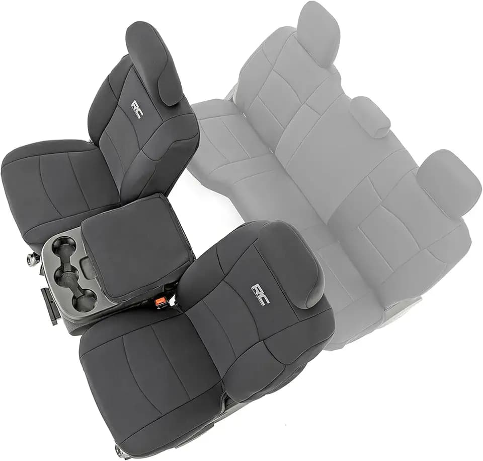 Rough Country Neoprene Front Seat Covers for Ram 2500 (2019-2024) with Bucket Seats - Waterproof & UV Resistant, Foam Padded, Front Seat Cover Set