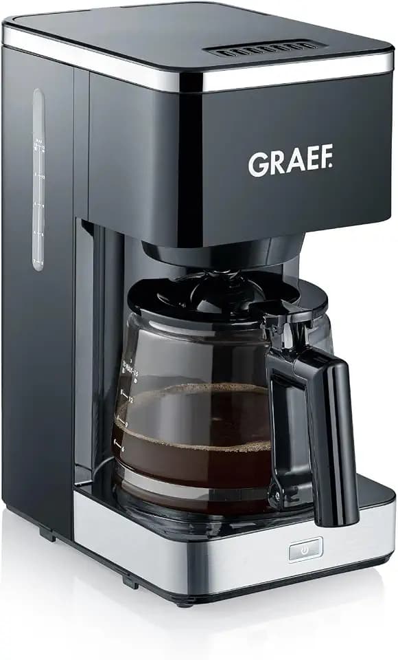GRAEF. Filterkaffeemaschine FK402 Schwarz, 1,25 L, Warmhaltefunktion, Timer, Vorbrühfunktion, Brühkopf für optimale Aromaentfaltung, einfache Bedienung