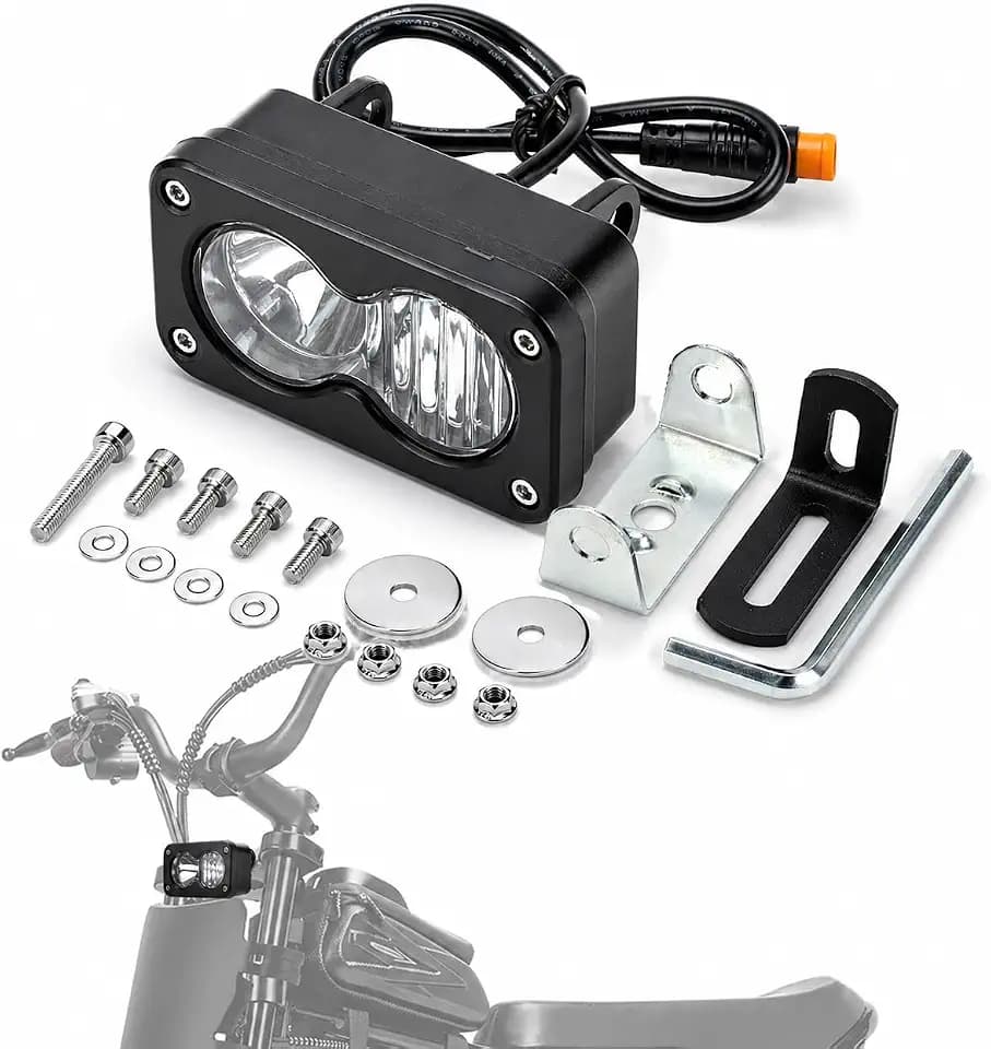 LED Headlight Upgrade Kit Waterproof 3 Pin for Ridstar Q20/Q20 Lite/Q20 Pro with Mount Bracket Front Light Plug and Play Headlight 20W 6000-6500K High Beam Light (White)