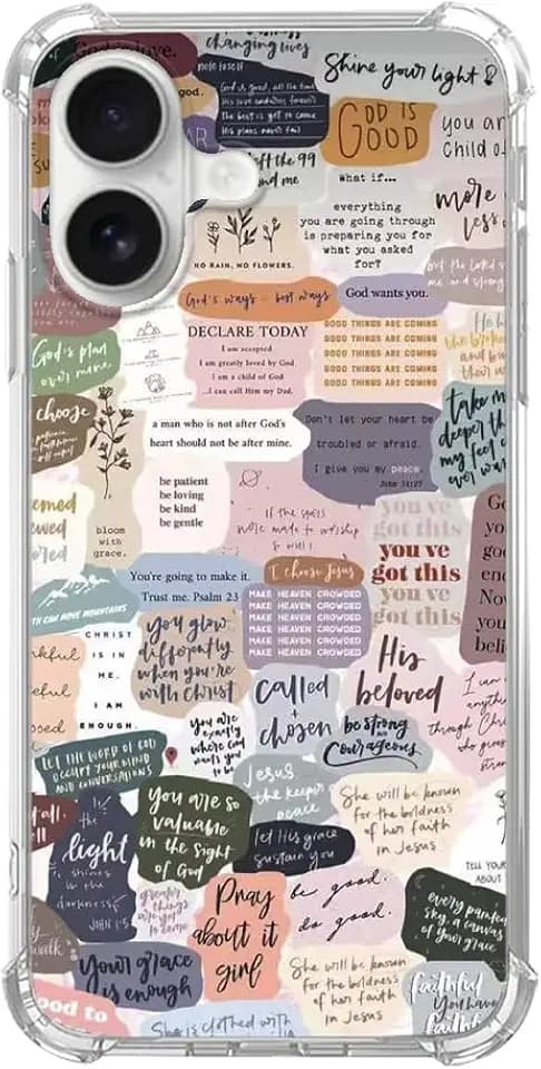 Bible Verses Aesthetic Phone Case Compatible with iPhone 17, Cute Indie Christian Postive Quotes Phone Cover for iPhone 17