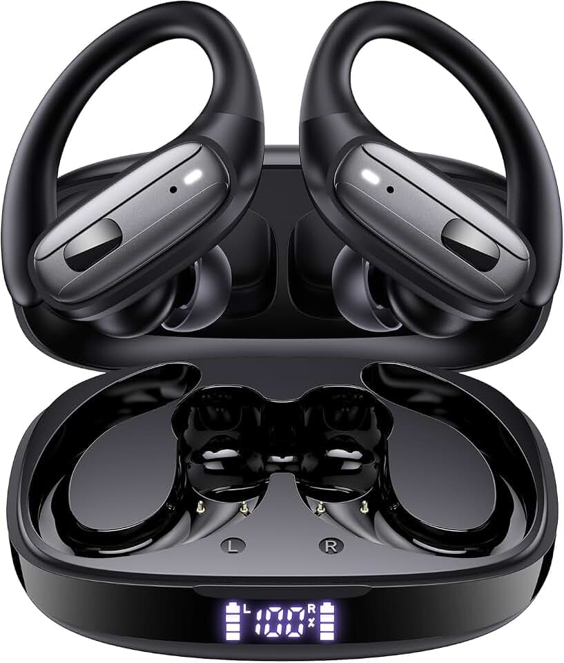 Wireless Earbuds with Ear Hooks, Running Headphones, Ear Buds for Sports