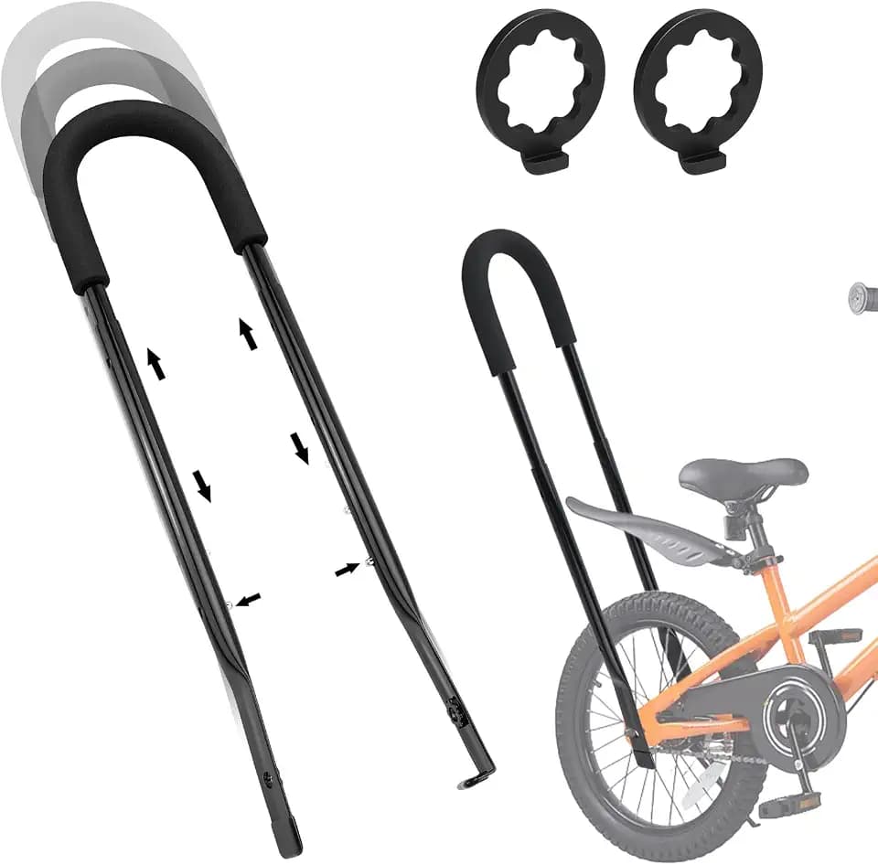 CHRI Fahrradstange für Kinderfahrrad Lernhilfe Stange Fahrrad Universelle Schubstange Länge Verstellbar 21-29zoll, für Fahrräder und Laufräder, Komfortabler Griff, ohne Sich bücken zu Müssen