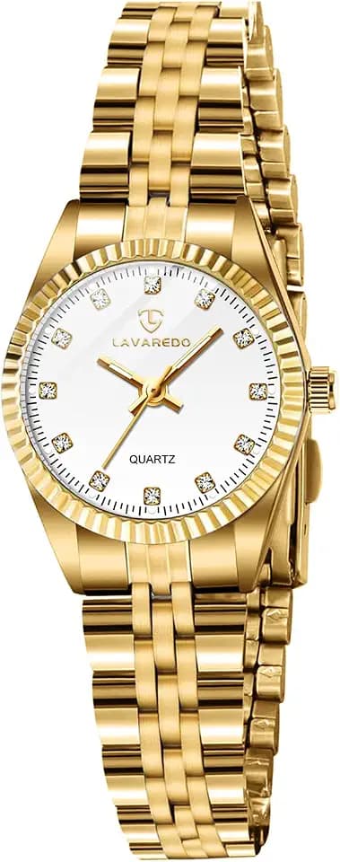Gold Womens Watch Set, Gold Plated Bangle Bracelet