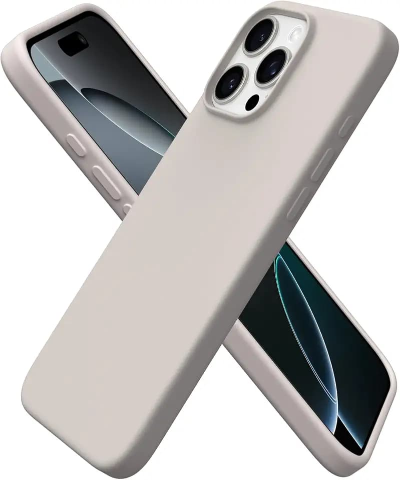ORNARTO for iPhone 16 Pro Max Case, Liquid Silicone, Stone Gray