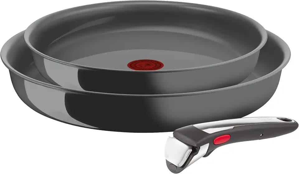 Tefal Ingenio Renew Pfannen-Set, 3-teilig, 24/28 cm, abnehmbarer Griff, Induktion, Keramikbeschichtung, Thermo-Signalfunktion, recycelt, L2619102