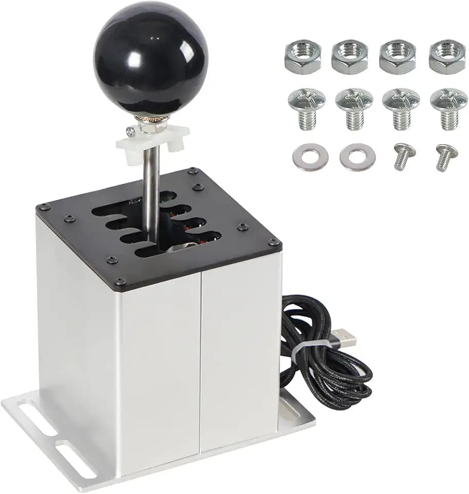 GSTP PC USB Simulator Shifter Compatible with G29 G27 G25 G920 T300RS/GT Steering Wheel Sequential H Gear Shifter Compatible with ATS ETS Dust WRC Sim Racing Games 7+R Silver