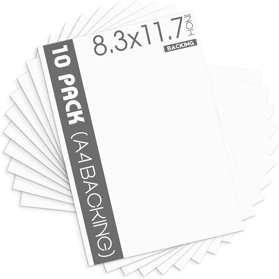 Mat Board Center 8.3x11.7 Backing Boards, White Backboards for A4 Frames