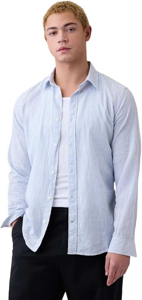 Gap Men's Linen Long Sleeve Shirt Standard Fit