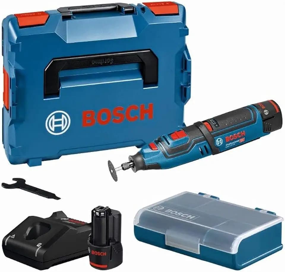 Bosch Professional 12V System Akku Rotationswerkzeug GRO 12V-35 (Leerlaufdrehzahl: 5.000 – 35.000 min-1, inkl. 2x 2.0Ah Akku, Schnellladegerät, L-BOXX)