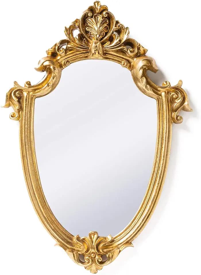 Funerom Dekorativer Wandspiegel, Vintage-Stil, 29 x 22 cm, goldfarben