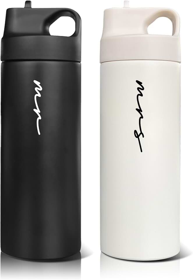 Mr and Mrs Travel Cups – 16.2oz Insulated Stainless Steel Water Bottles for Wedding and Anniversary – Perfect Gifts for Couples