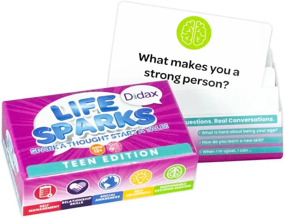 Didax Life Sparks™ Teen Edition – Social-Emotional Learning (SEL) Discussion Cards for Middle School Conversation Deck, Classroom & Home Emotional Intelligence, Self-Awareness & Empathy Activities