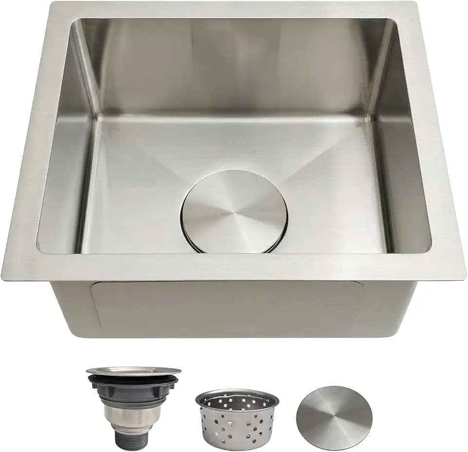 13 Inch Bar Sink Undermount - Delironexu 18 Gauge Stainless Steel Small Kitchen Sink, 13""x15""x7"" Small Bar Sinks, Single Bowl Wet bar sink with Brushed Finish for Outdoor, RV, and Prep Use