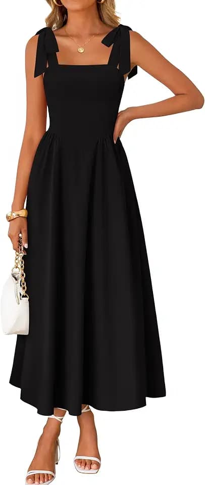 ZESICA Women's Summer Tie Shoulder Wedding Guest Maxi Dress
