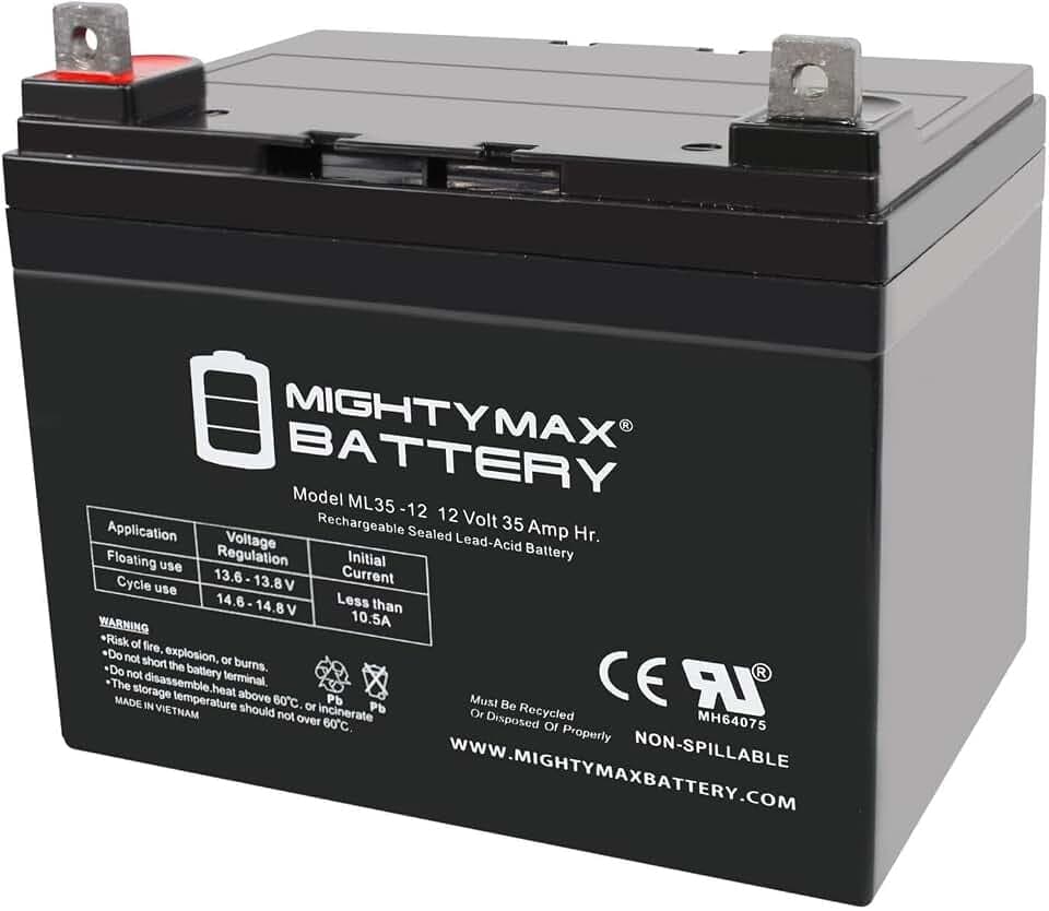 Mighty Max Battery ML35-12 - 12V 35AH U1 Deep Cycle AGM Solar Battery Replaces 33Ah, 34Ah, 36Ah