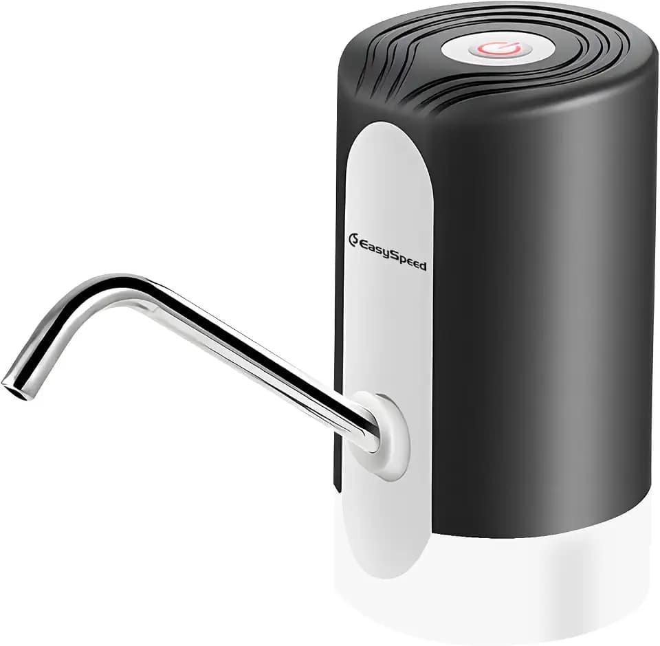 EASYSPEED Kühler & Wasserspender Für Trinkwasser,Wasserflaschen Pumpe USB Wiederaufladbar,Tragbare Automatische Trinkpumpe,Kommt Mit 2 Adaptern Wasserspender Für Zuhause,Büro,Küche,Camping,Schwarz