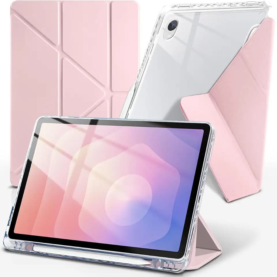 Slim Tri-Fold Case for Samsung Galaxy Tab S11 2025 11 Inch - Clear Back, S Pen Holder, Auto Wake/Sleep, Multiple Viewing Angles (Pink, Samsung Galaxy Tab S11 11")