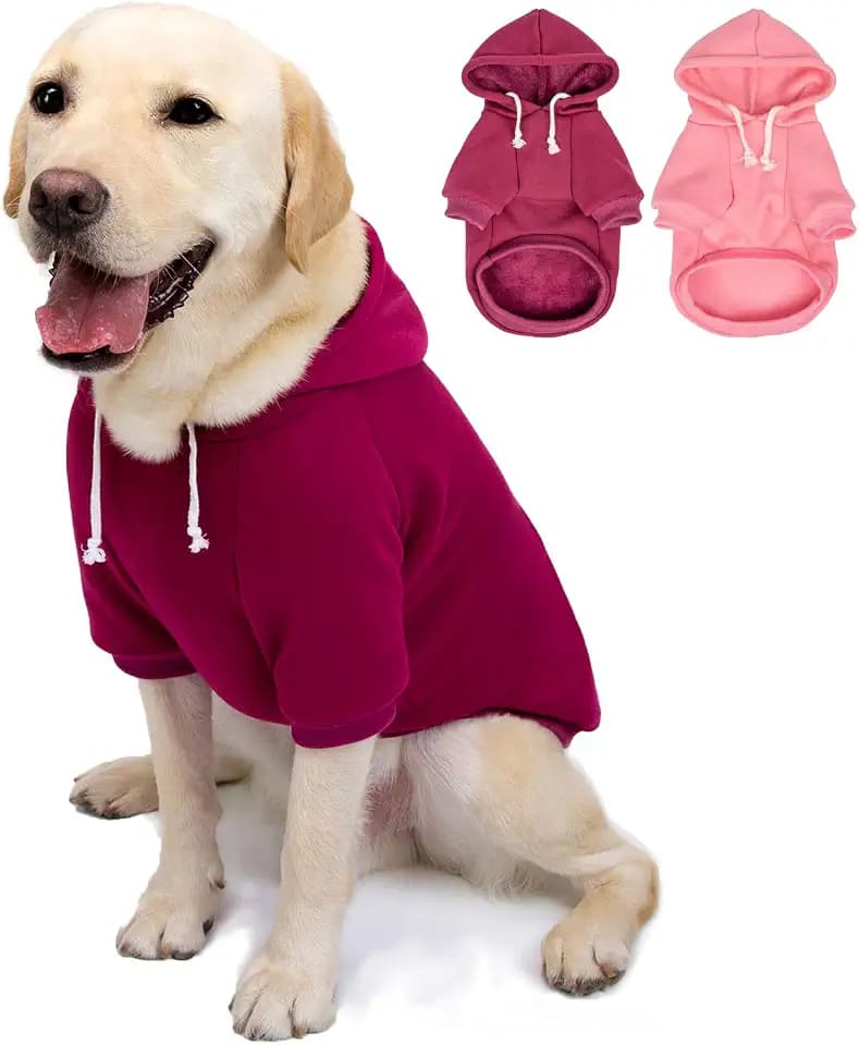 2-Pack Dog Hooded Sweaters & Jackets - Soft Dog Clothes Hoodie for Small/Medium/Large Dogs & Cats | All-Season Comfort & Fit, Stylish Pet Shirts Apparel & Accessories (Pink, Purple, X-Large)