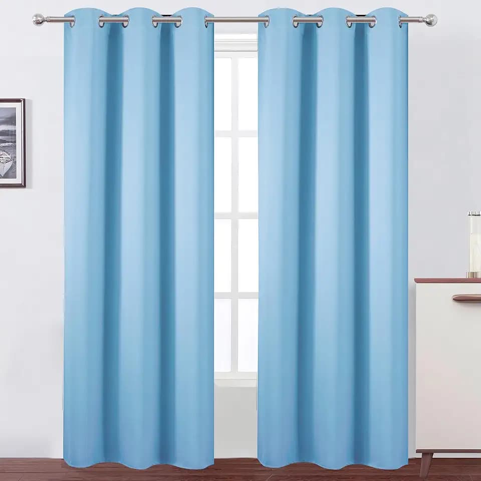 LEMOMO Sky Blue Thermal Blackout Curtains/42 x 84 Inch/Set of 2 Panels Room Darkening Curtains for Bedroom