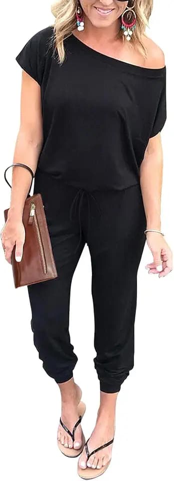 PRETTYGARDEN Jumpsuits for Women Summer Off Shoulder Romper
