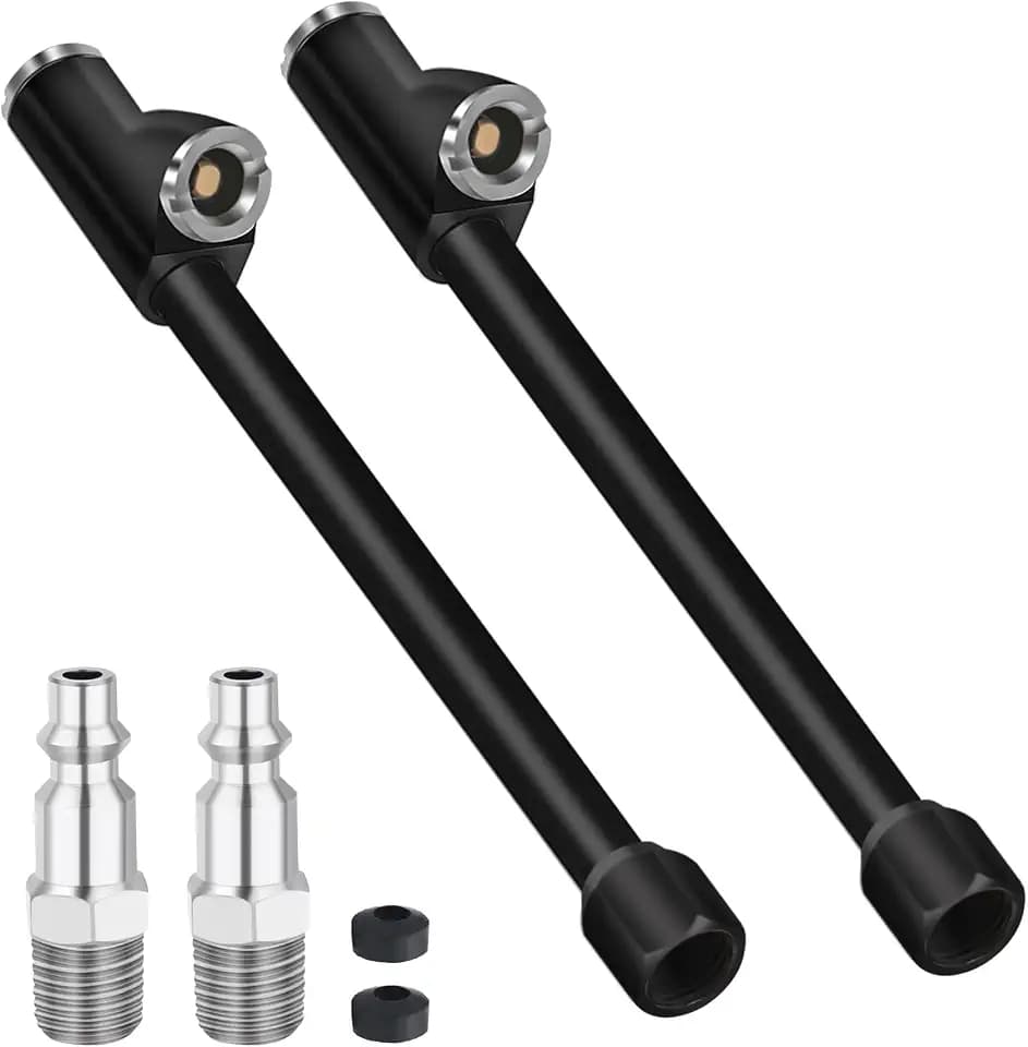 6.2“ Extended Dual Head Air Chuck, 2-Way Connection Closed 1/4" FNPT Tire Air Chuck for Tire Inflator Gauge and Air Compressor Accessories (2 Pack)