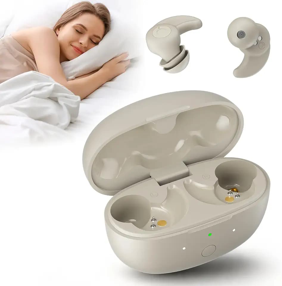 OHAYO Sleep Earbuds Bluetooth 6.0 Noise Cancelling Headphones for Side Sleepers No Touch Control Tiny Sleeping Ear Buds for Snoring Partner Travel 5mm Dynamic Driver Beige