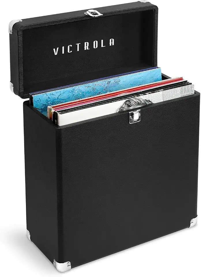 Victrola Collector - Vinyl Record Storage Case, Holds 30+ LPs - Black