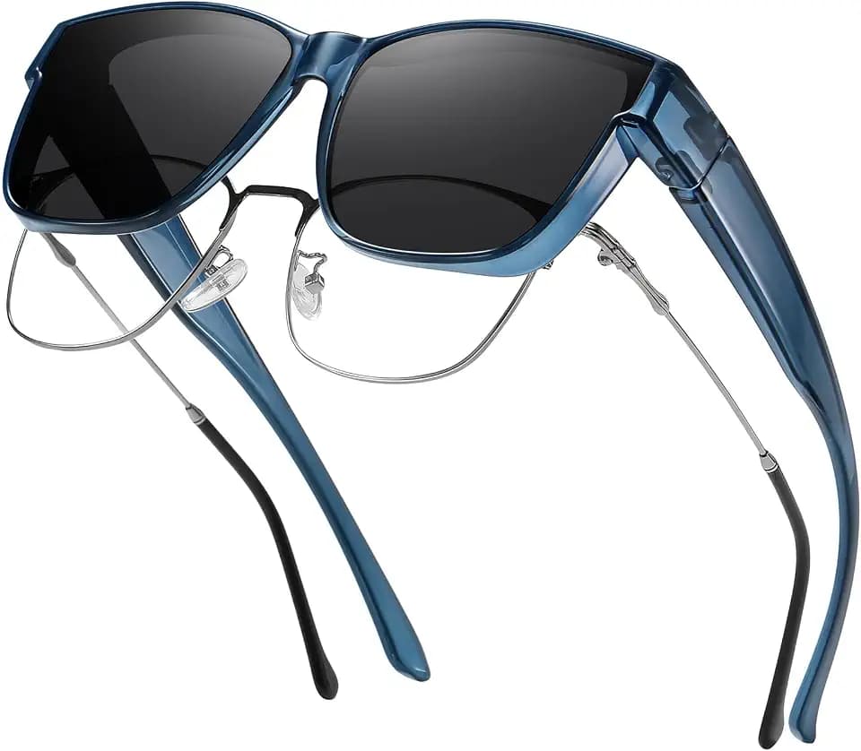 GEGURI Polarized Sunglasses Fit Over Glasses for Men Women, Oversized Square Sun Glasses UV400 Protection Shades