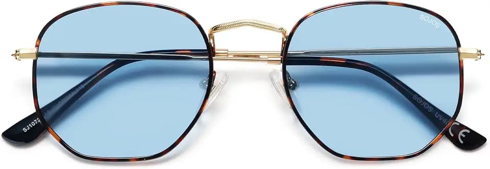 SOJOS Square Polarized Sunglasses Women Men Hexagonal Polygon SJ1072,Small
