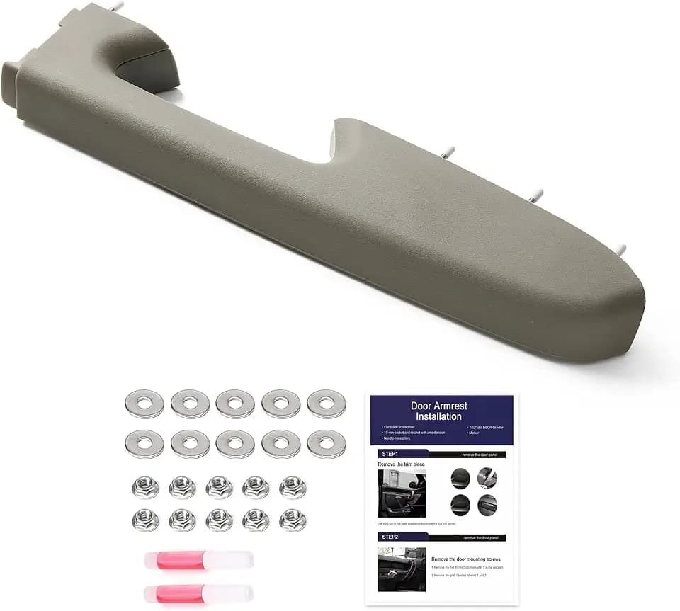 Front Right Passenger Side Door Armrest Repair Kit, Gray, Fits for GMC Sierra & Chevy Silverado 1500 2500HD 3500HD 2010-2014, for Door Panels with Release Handle Below Armrest, Replaces 22818471