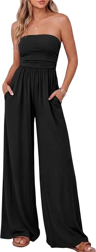BTFBM Strapless Jumpsuits For Women Summer Casual Rompers