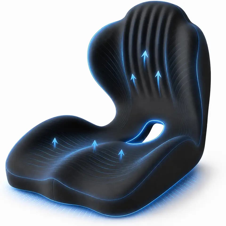 Ergonomic Memory Foam Seat Cushion with Back Support, Office Chair Cushion