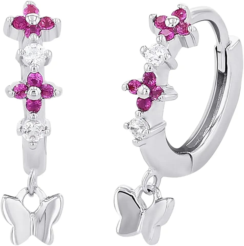Prinzessin Lillifee Creolen 925 Sterling Silber Mädchen Kinder Ohrschmuck, mit Zirkonia synth., Kommt in Schmuck Geschenk Box