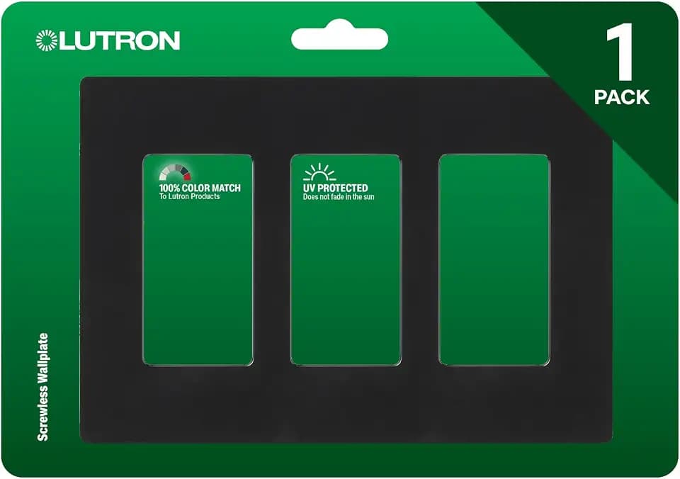 Lutron Claro Black Light Switch Cover Plate, 3-Gang Screwless Wall Plate for Rocker Light Switches, Outlet Cover, Gloss CW-3-BL