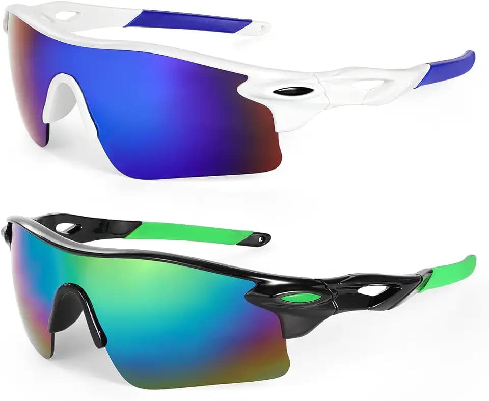 Hifot 2 Stück Sonnenbrille Kinder Jugendliche Fahrradbrille Teens Sportbrille Schnelle Brille UV400 Ultraviolette Sonnenstrahlen Radfahren Sonnenbrillen für Jungen Mädchen