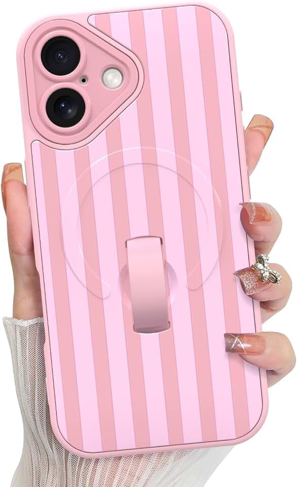 KANGHAR Compatible with iPhone 17 Case Stripes -Pink