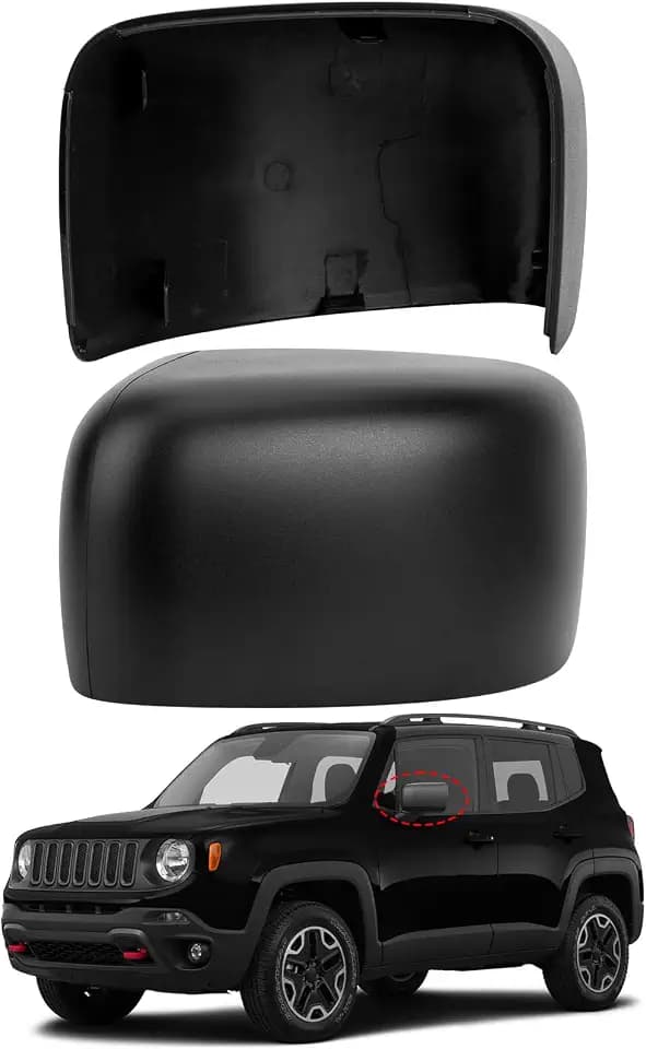 Driver Side Mirror Cover Replacement for Jeep Renegade 2015 2016 2017 2018 2019 2020 2021 2022 - Left Side Mirror Covers, Rear View Mirror Cap Accessories Without Lamp, Textured