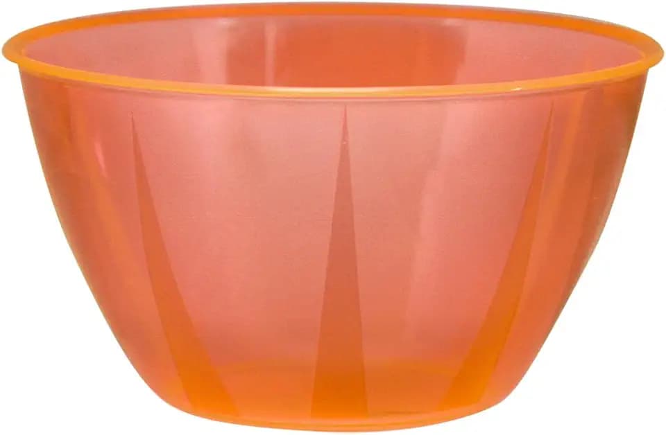 Party Essentials Hard Plastic 24-Ounce Small Serving Bowls, Neon Orange, 6-Count