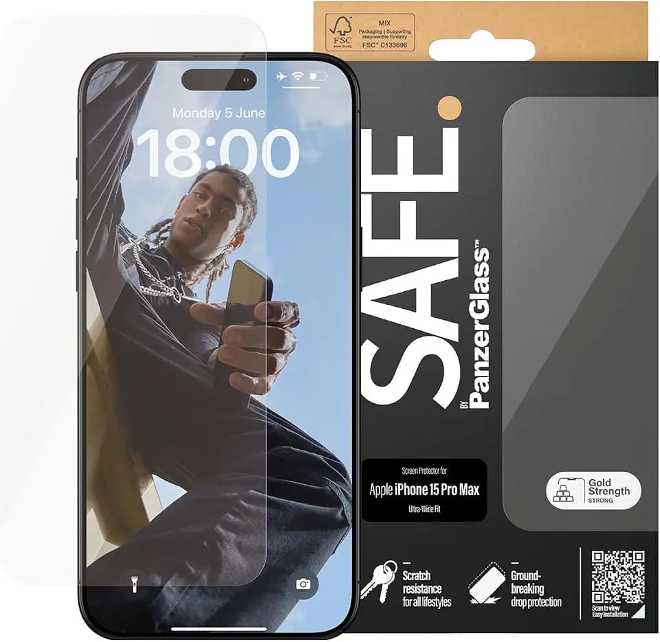 PanzerGlass SAFE. Screen Protector iPhone 2023 6.7 Pro Max Ultra-Wide Fit Protection d'écran transparent Apple 1