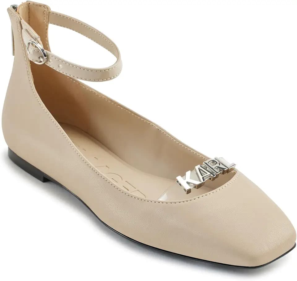 KARL LAGERFELD Women's Zyvia Ankle Strap Ballet Flats