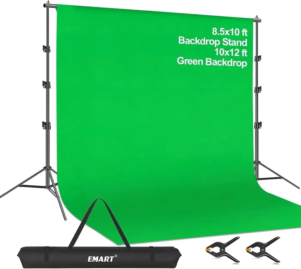 EMART Green Screen Backdrop Kit, 8.5x10FT Stand with 10x12FT Backdrop