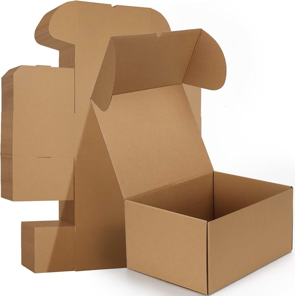 HORLIMER 15 Stück Braun Versandkarton Klein Karton Box, 30,5x22,9x15,3 cm Verpackungskartons aus Wellpappe für Warensendung, Geschenkbox, Faltkarton, Postkarton